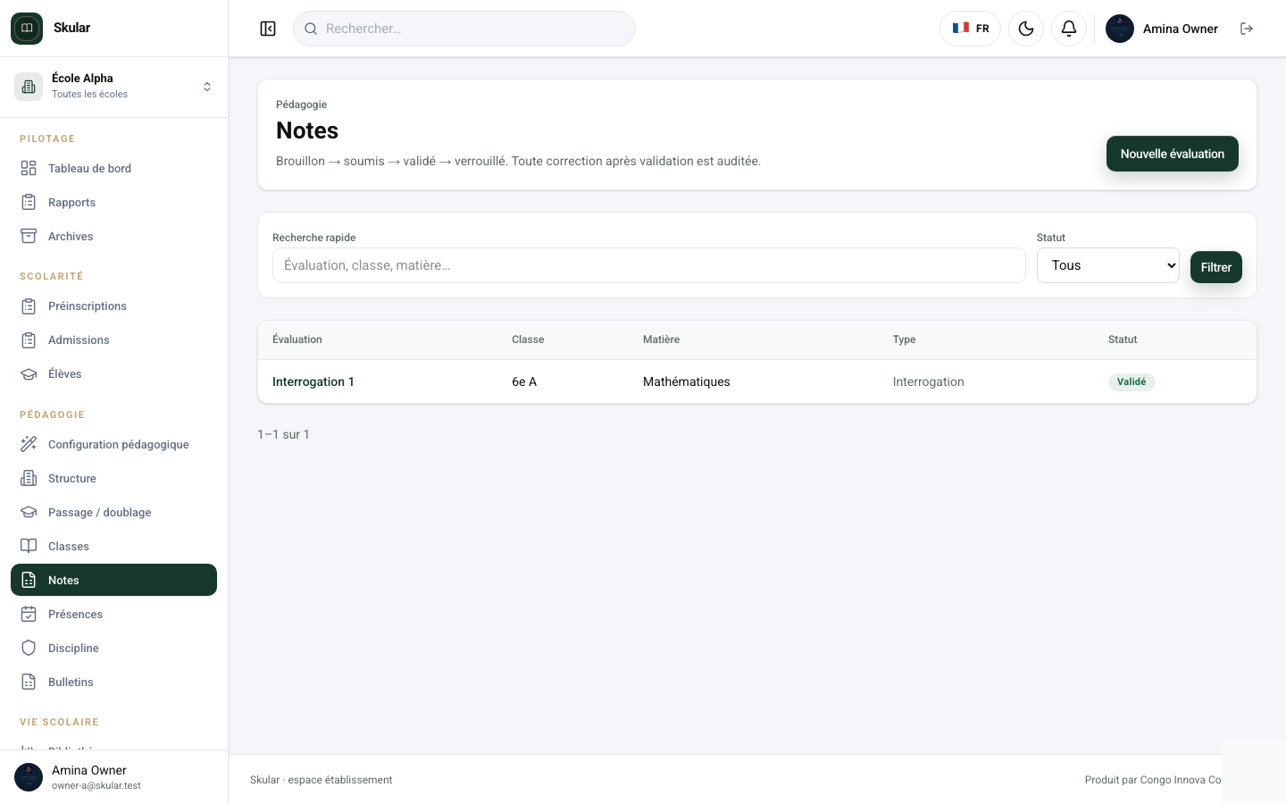 Écran Notes Skular